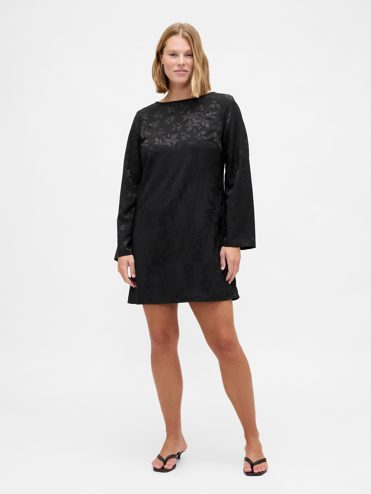 Женское платье Gap Boatneck Mini Shift, цвет: Чёрный с принтом — фото 5