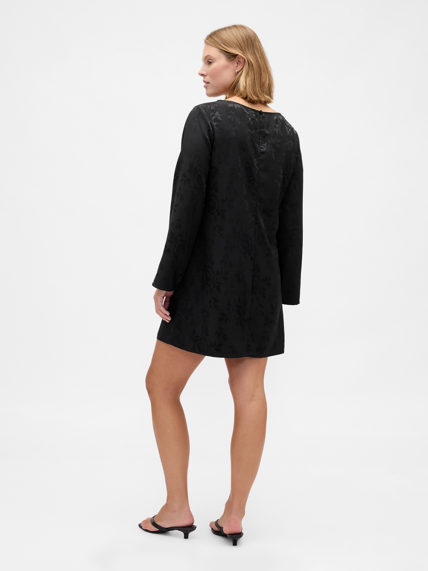 Женское платье Gap Boatneck Mini Shift, цвет: Чёрный с принтом — фото 6