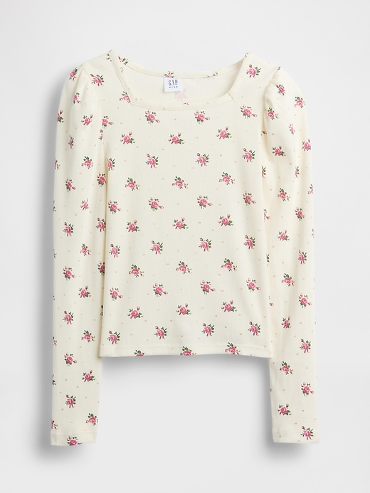 Image number 1 showing, Kids Rib Puff-Sleeve Top