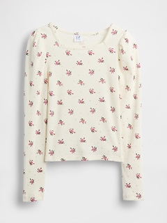 Kids Rib Puff-Sleeve Top
