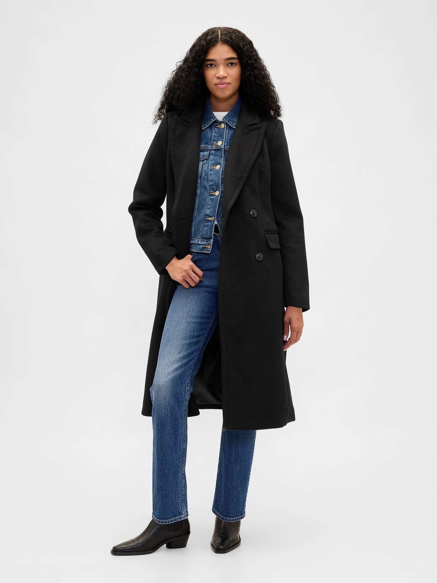 Gap Wool-blend Chesterfield Coat In Black