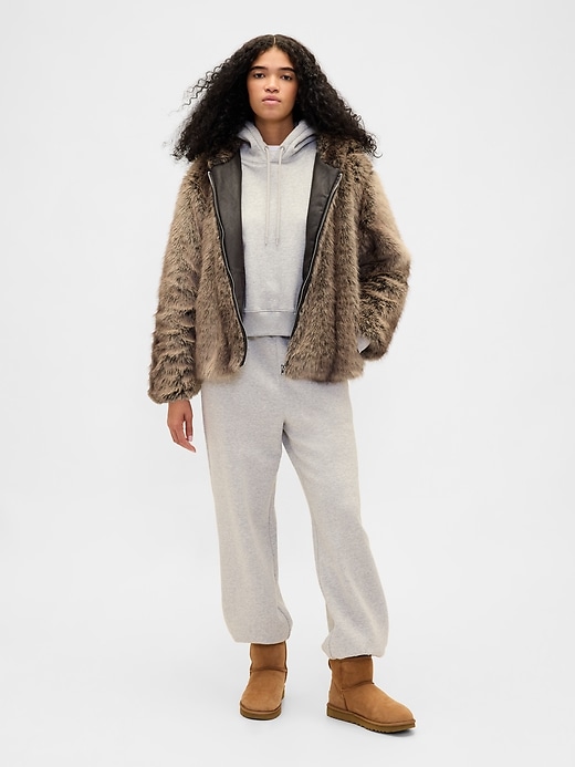Image number 2 showing, Faux Fur Relaxed Zip Hoodie