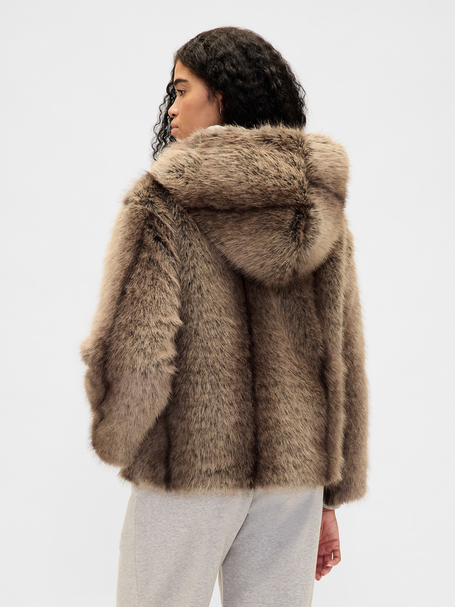 Faux Fur Relaxed Zip Hoodie