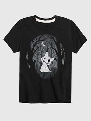 Kids Pokemon Mimikyu Dark Forest Short Sleeve T-Shirt