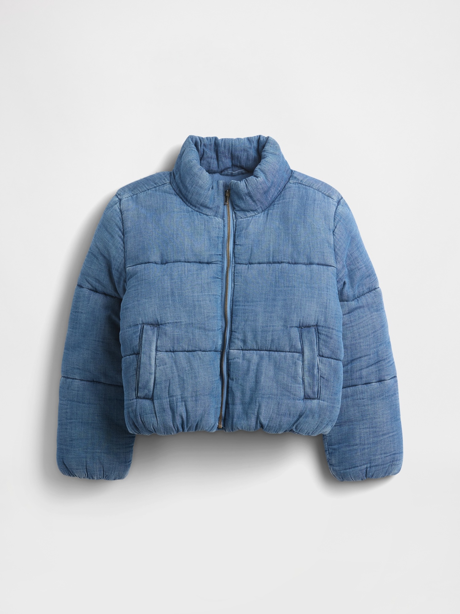 Kids Cozy-Lined Denim Puffer Jacket