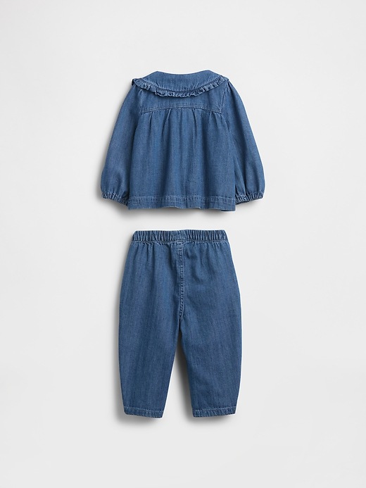 Image number 2 showing, Baby Floral Denim Outfit Set