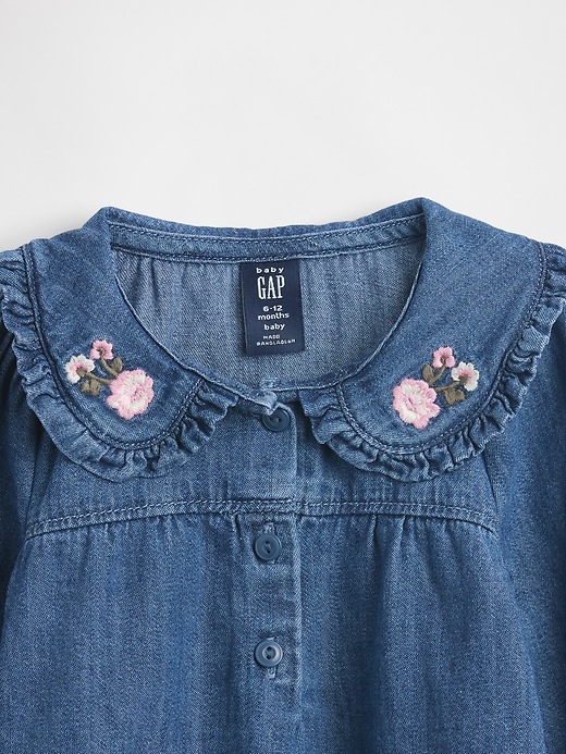 Image number 4 showing, Baby Floral Denim Outfit Set
