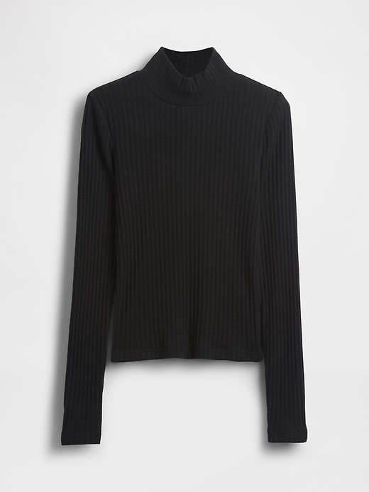 Image number 5 showing, Pointelle Rib Crop Turtleneck