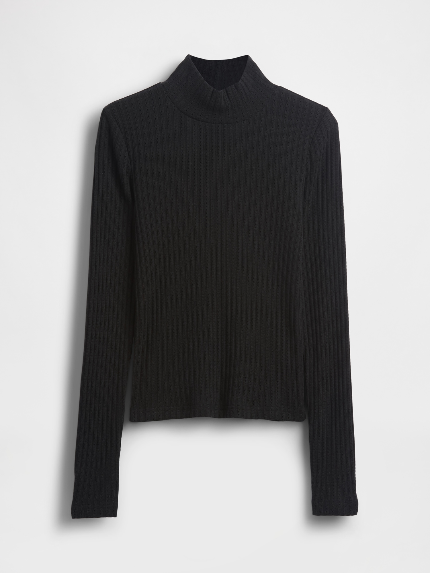 Pointelle Rib Crop Turtleneck