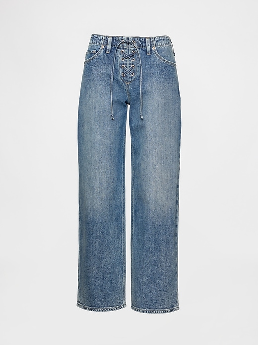 Image number 5 showing, Low Rise '90s Loose Lace-Up Jeans
