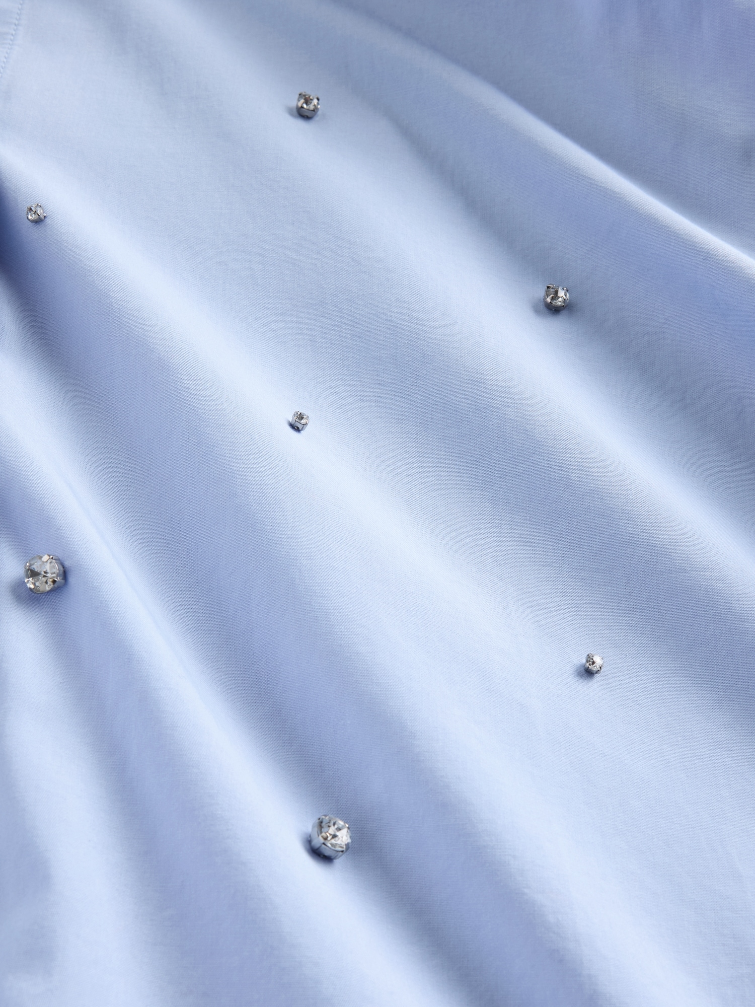 Organic Cotton Embellished Straight-Hem Crop Shirt