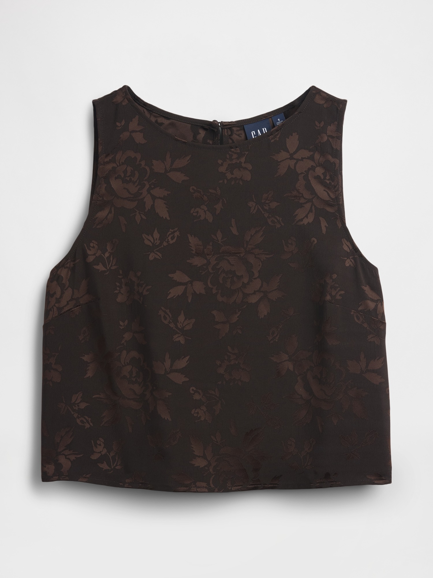 Женский топ Gap Jacquard Crop Shell Tank Top, цвет: Коричневый с принтом — фото 4