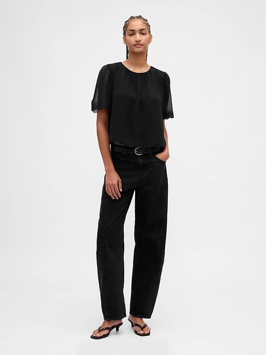 Image number 2 showing, Scalloped Flutter-Sleeve Top