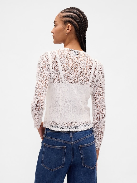 Image number 3 showing, Lace Button-Front Top
