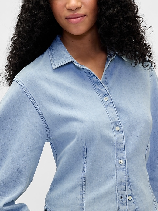 Image number 4 showing, Denim Balloon-Sleeve Shirt