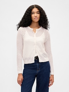 CashSoft Stretch Pointelle Cardigan