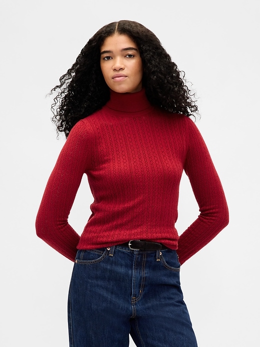 Image number 1 showing, Pointelle Turtleneck Sweater