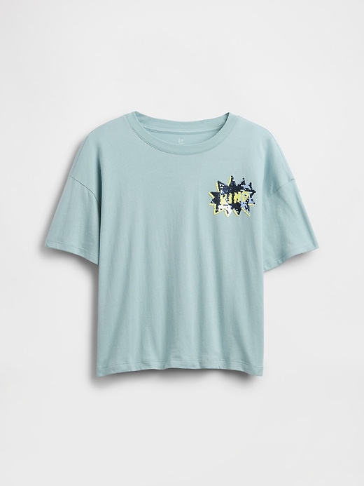 Image number 1 showing, Kids Oversized Flippy Sequin Graphic T-Shirt