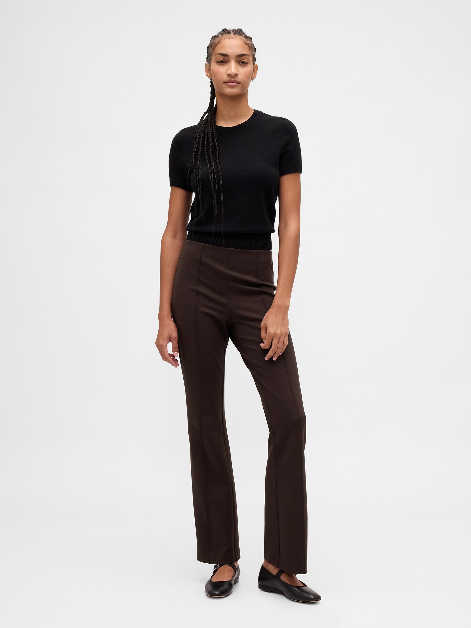High Rise Double Knit Boot Pants - Terra Brown