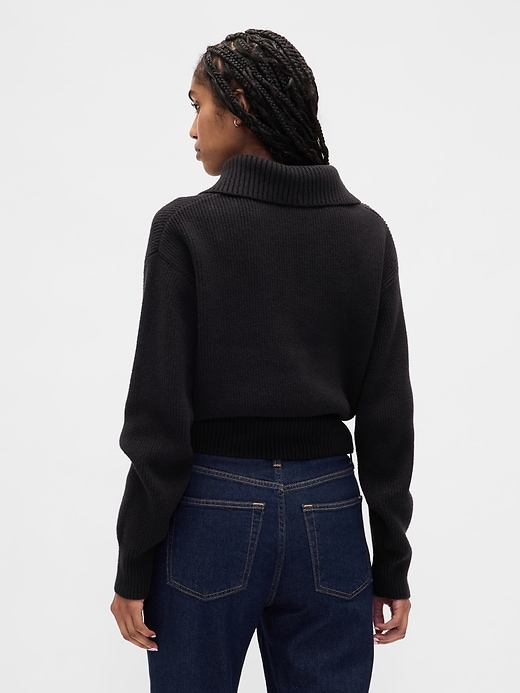 Image number 3 showing, CashSoft Faux-Fur Collar Zip Cardigan Sweater