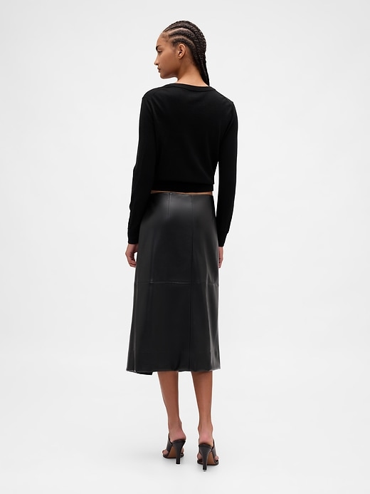 Image number 2 showing, Recycled Vegan Leather Midi Wrap Skirt