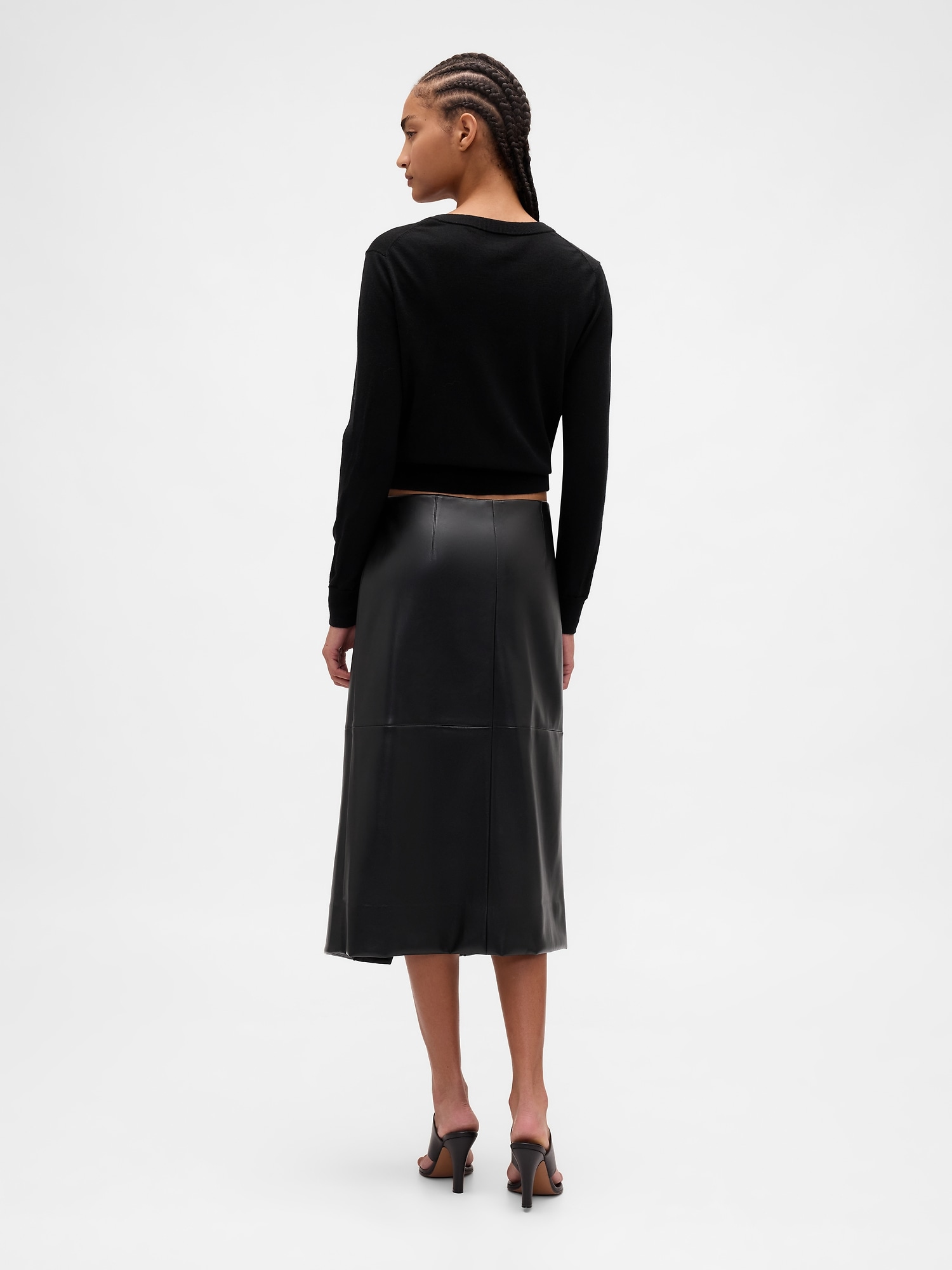 Recycled Vegan Leather Midi Wrap Skirt
