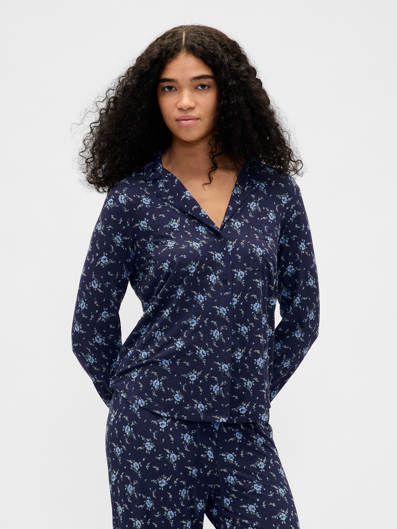 Modal PJ Shirt - Blue Floral