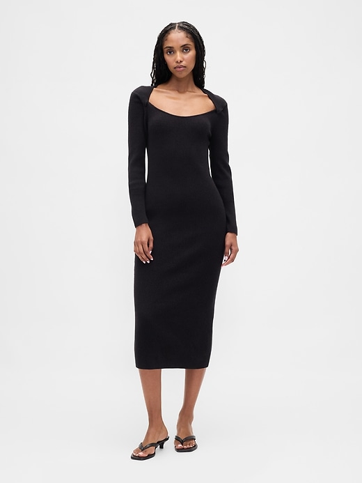 Image number 1 showing, CashSoft Rib Midi Sweater Dress