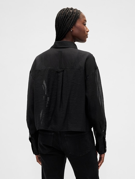 Image number 3 showing, Sheer Straight-Hem Crop Shirt
