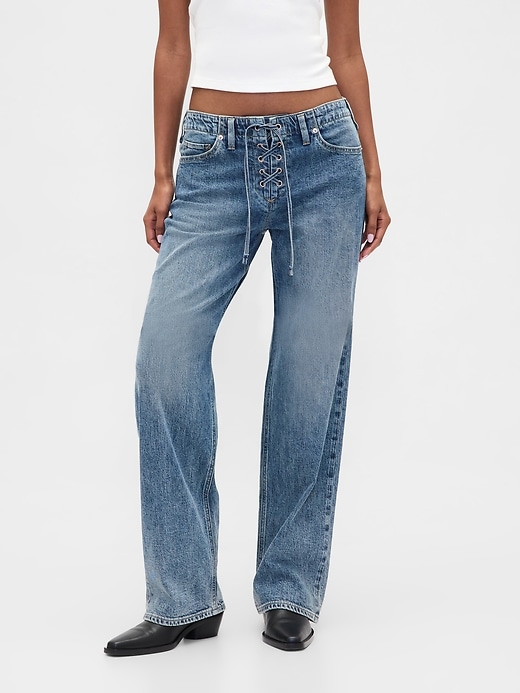 Image number 2 showing, Low Rise '90s Loose Lace-Up Jeans