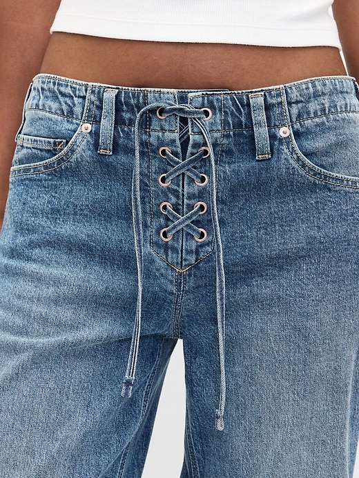 Image number 6 showing, Low Rise '90s Loose Lace-Up Jeans