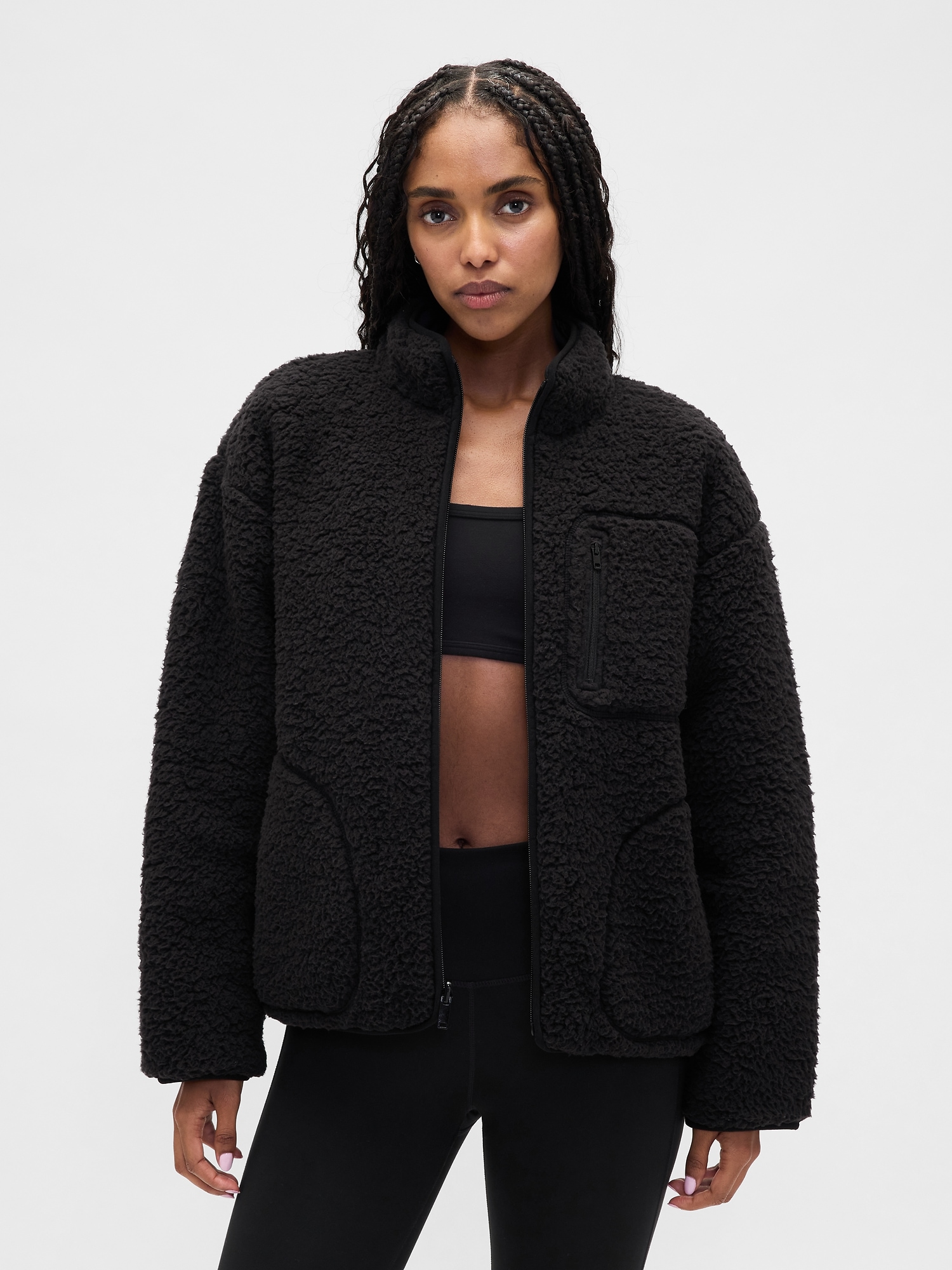 Gap Fit Reversible Sherpa Jacket In Black