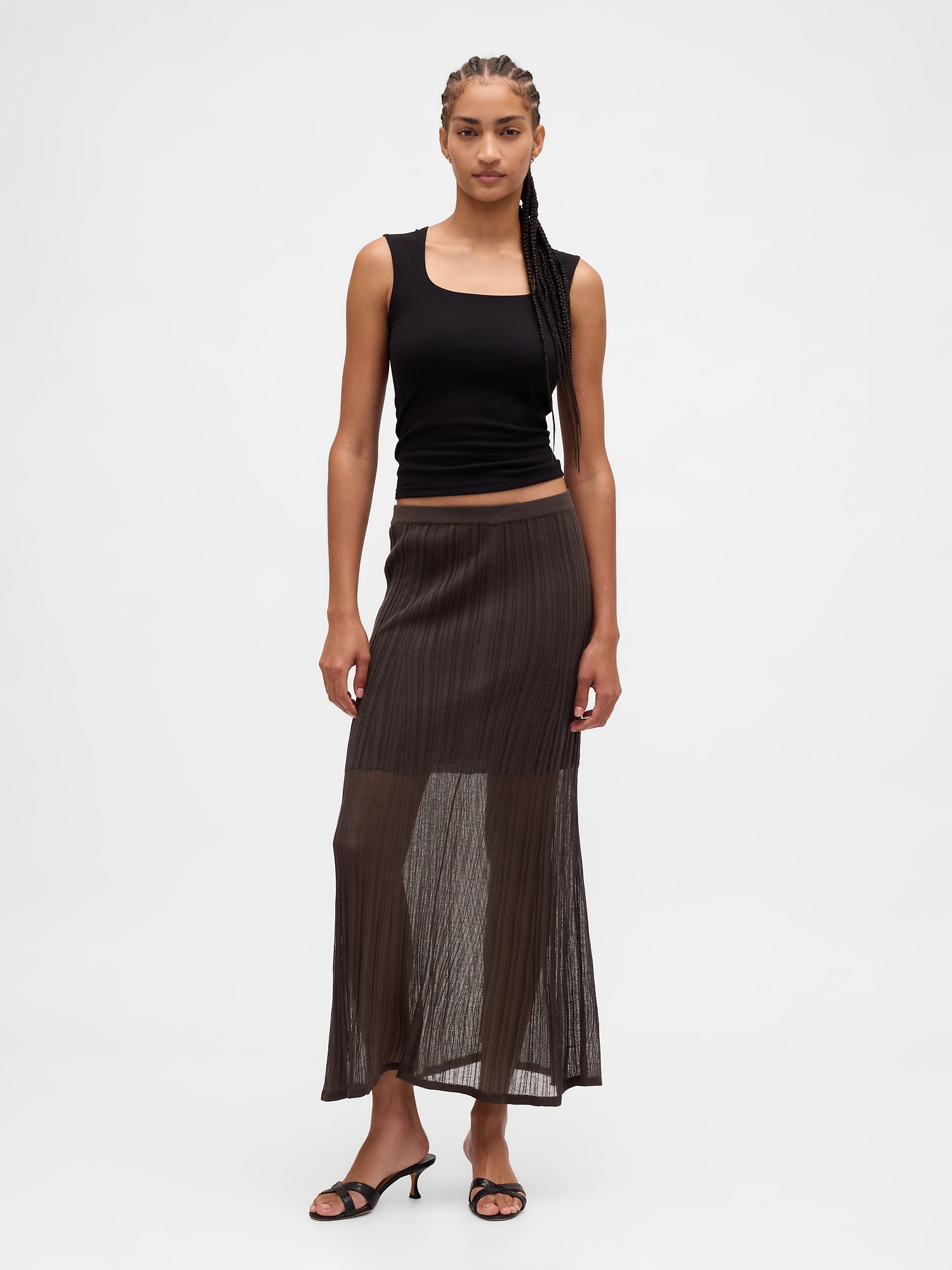 Gap Sheer Maxi Sweater Skirt In Brown