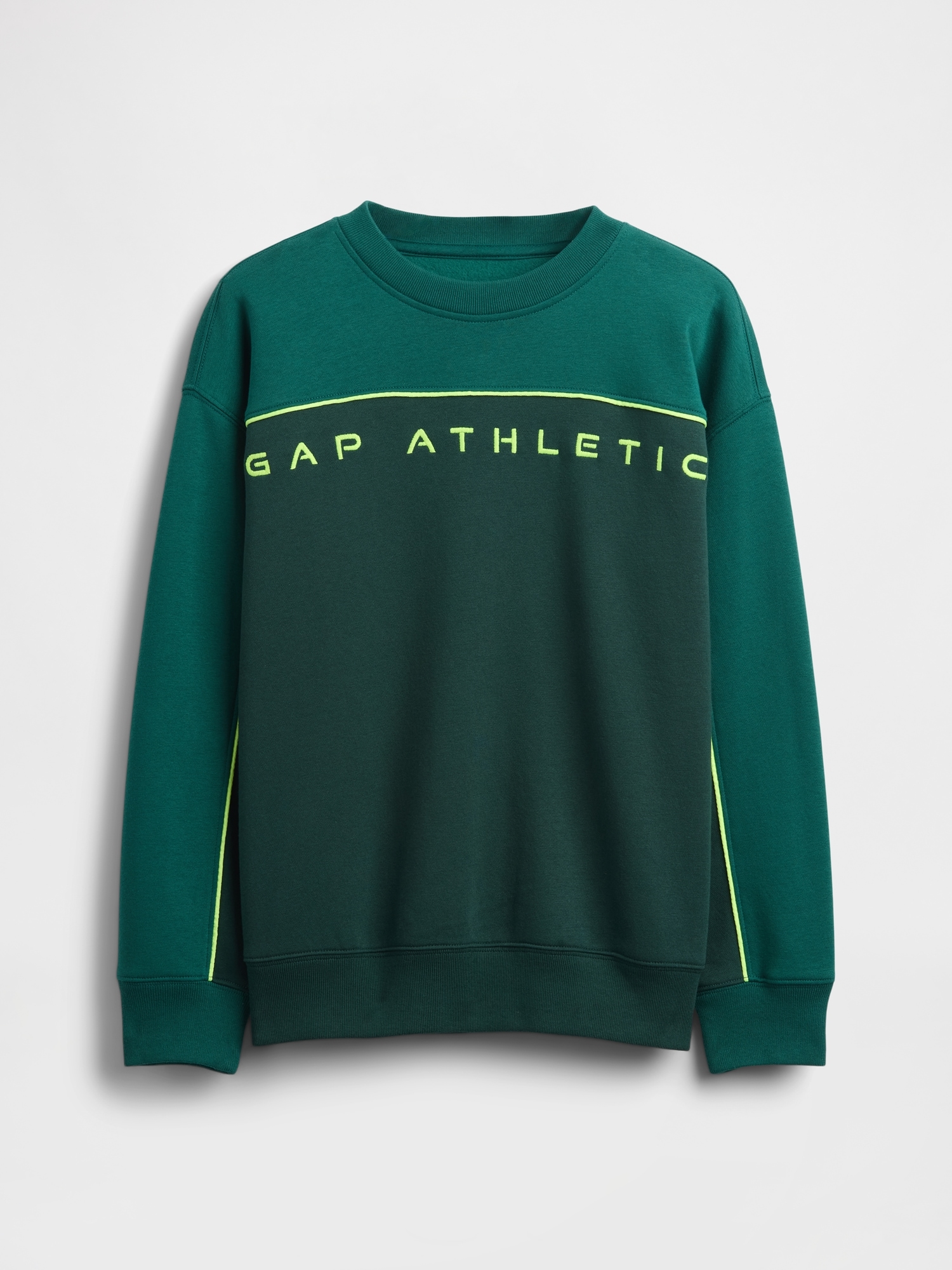Детский свитшот Gap VintageSoft Colorblock Logo, цвет: Глубокий тёмно-зелёный — фото 2