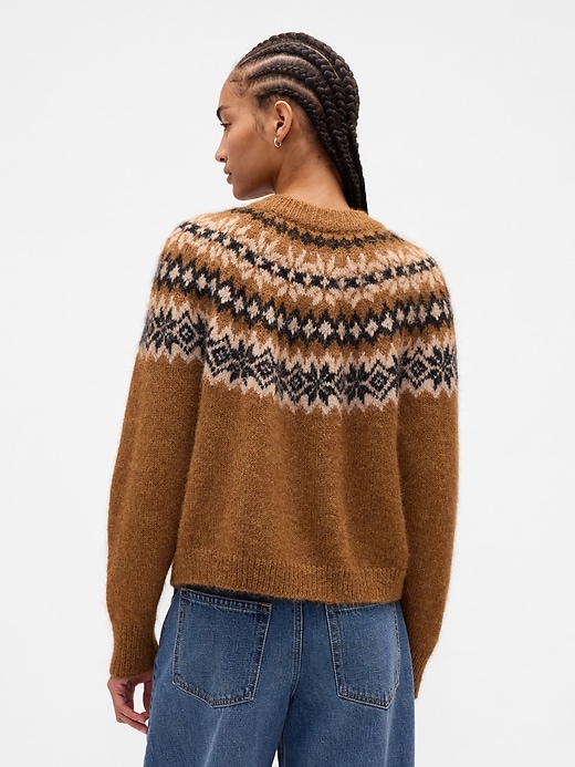 Image number 3 showing, Fuzzy Fair Isle Cardigan Sweater