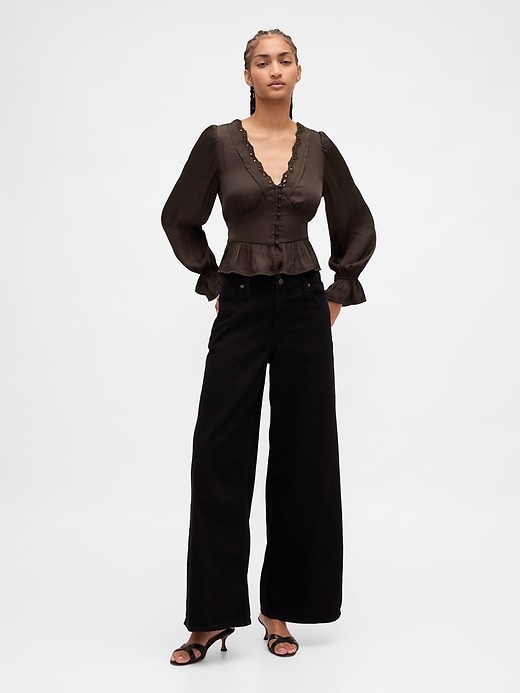 Image number 2 showing, Eyelet V-Neck Peplum Top