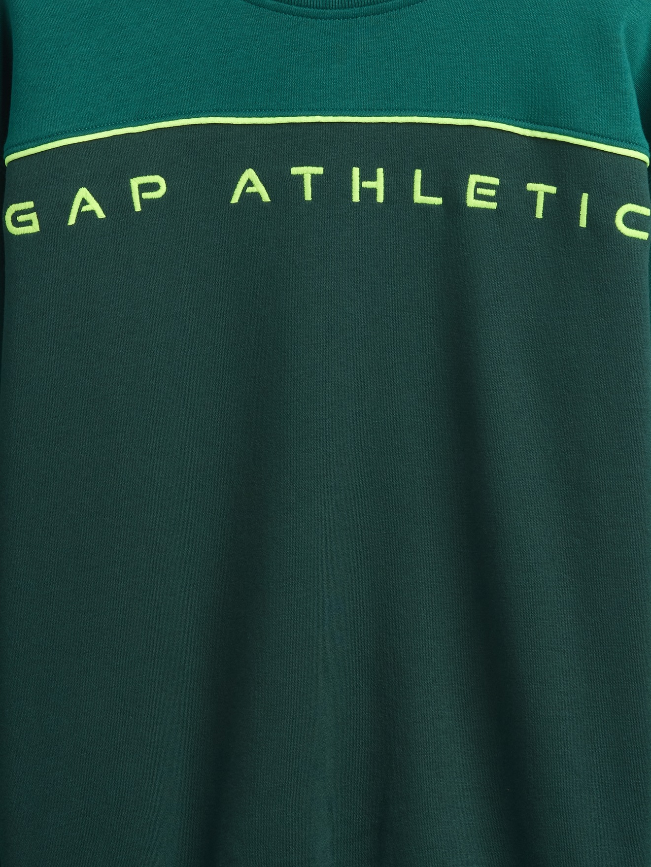 Детский свитшот Gap VintageSoft Colorblock Logo, цвет: Глубокий тёмно-зелёный — фото 5