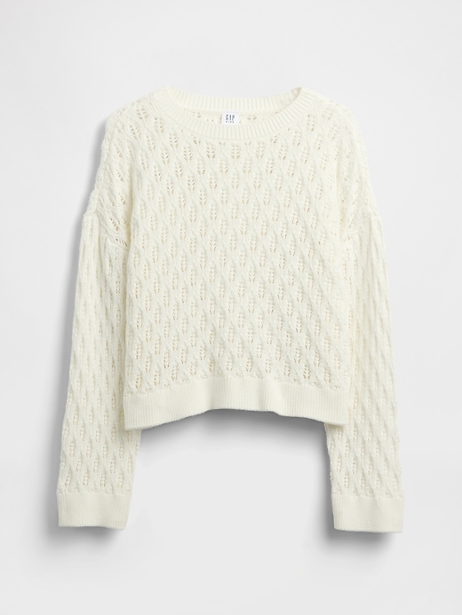 Image number 2 showing, Kids Crochet Oversized Crewneck Sweater