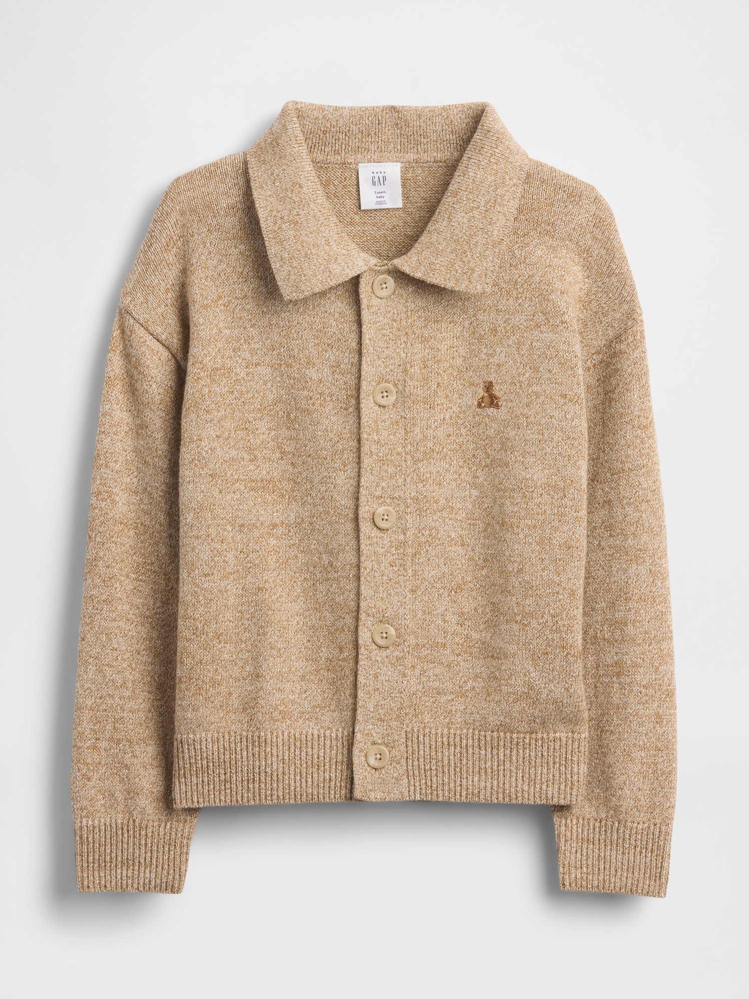 Baby & Toddler Collared Button-Front Sweater - Camel Heather