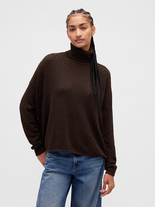 Image number 1 showing, Oversized Pointelle Turtleneck