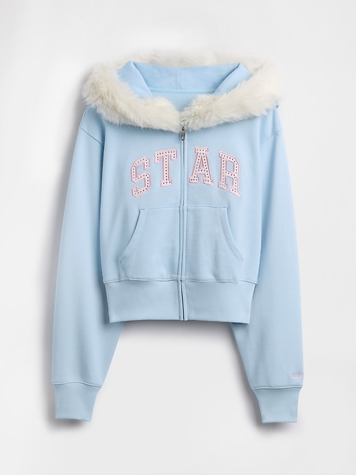 Image number 7 showing, Gap × Sandy Liang Vegan Fur-Trim Crop Zip Hoodie