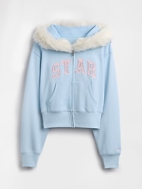 Image number 7 showing, Gap × Sandy Liang Vegan Fur-Trim Crop Zip Hoodie