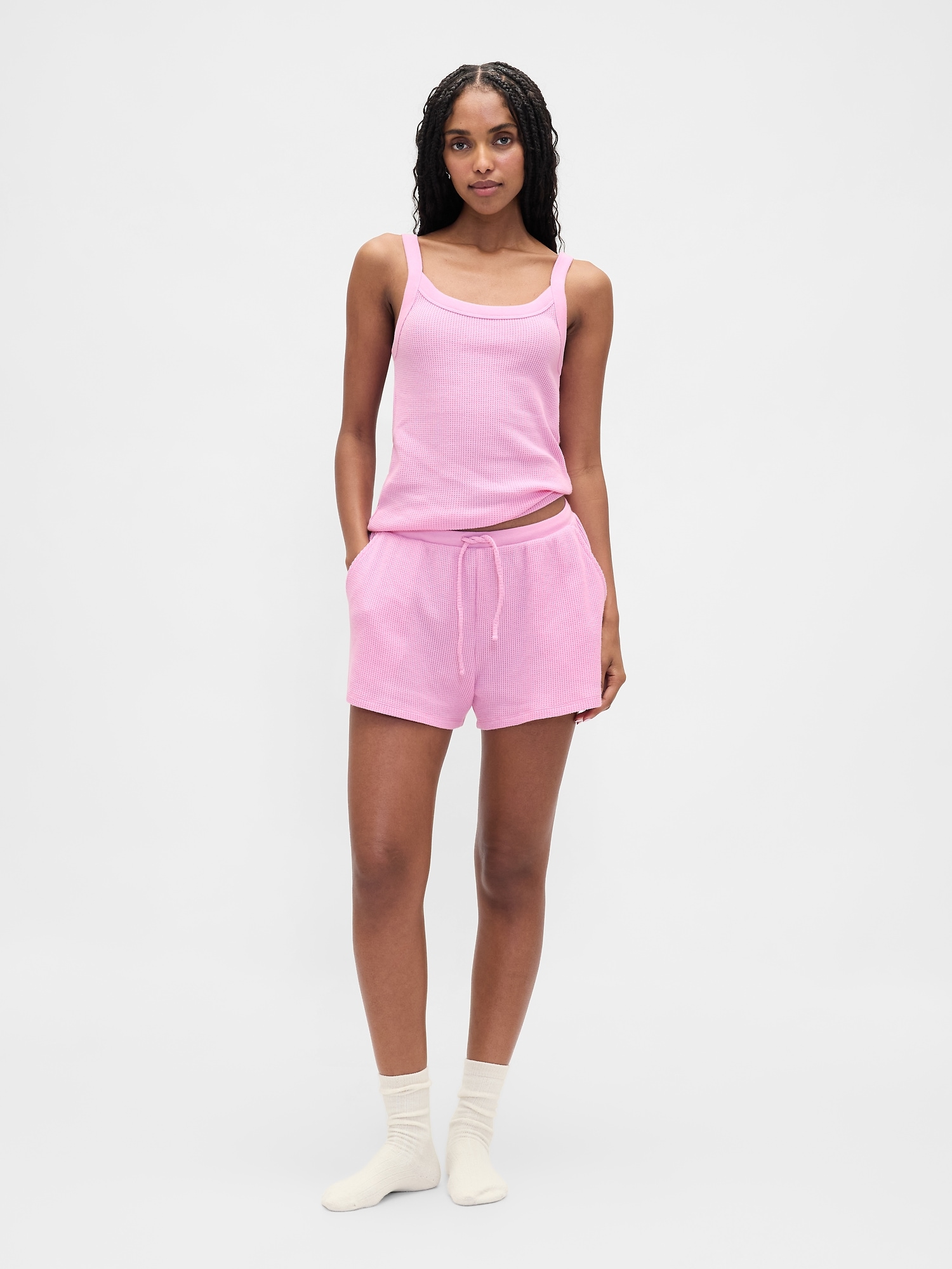 Waffle PJ Shorts - Sugar Pink
