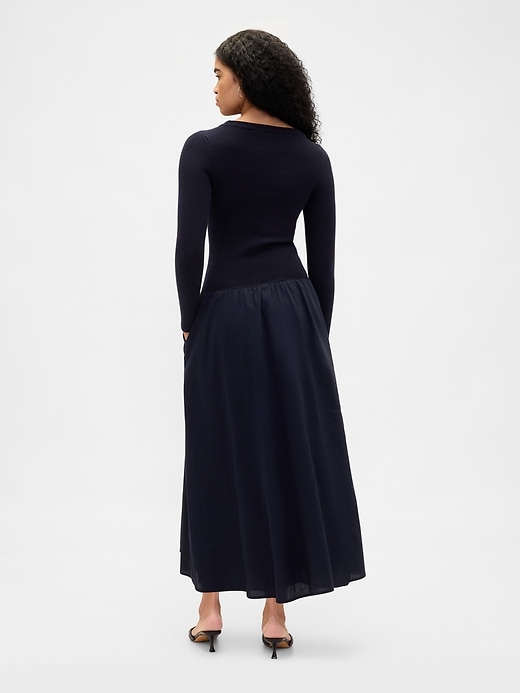 Image number 2 showing, Mixed Media Drop-Waist Maxi Dress