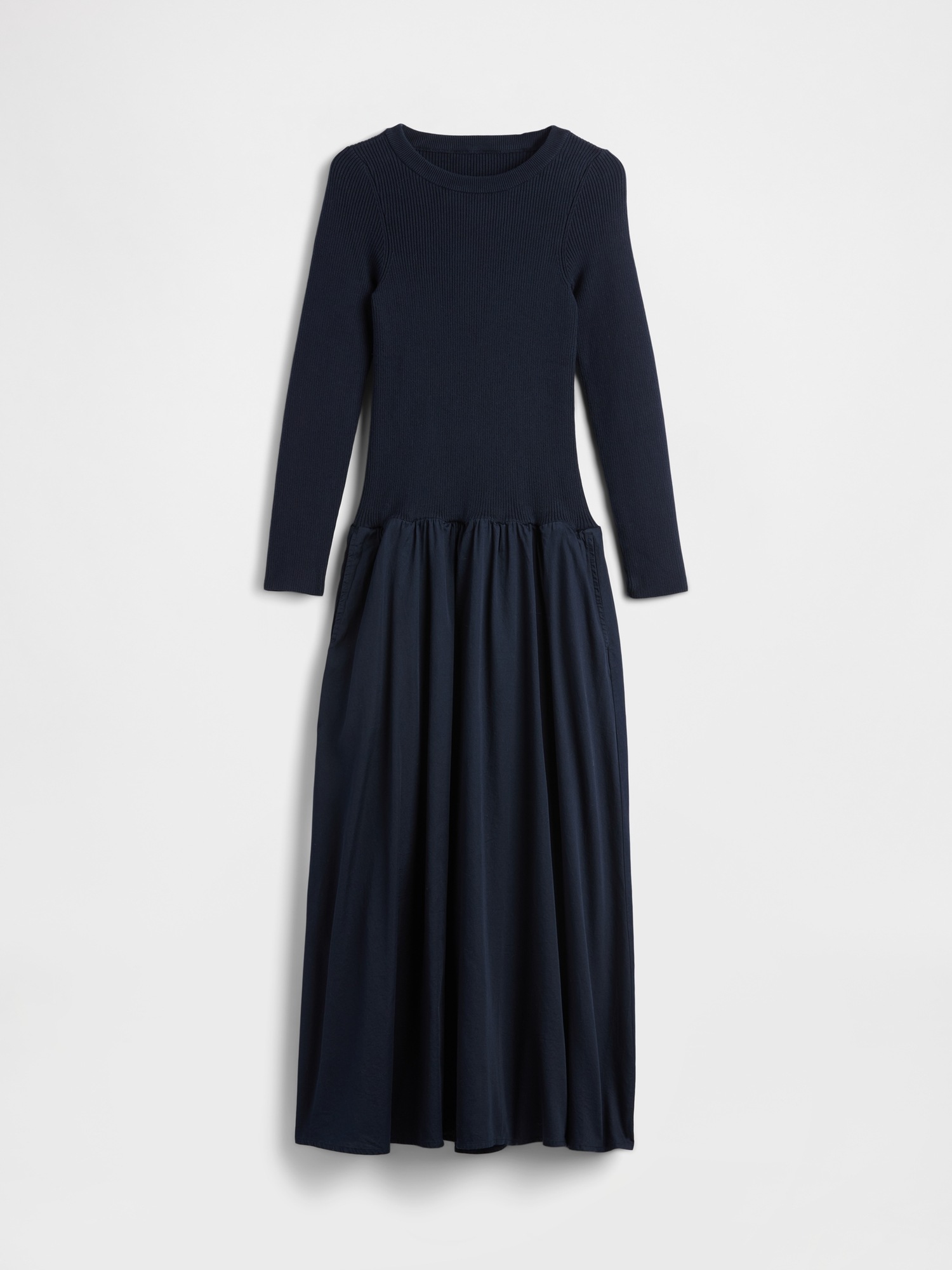 Женское платье Gap Mixed Media Drop-Waist Maxi, цвет: Тёмно-синий — фото 4