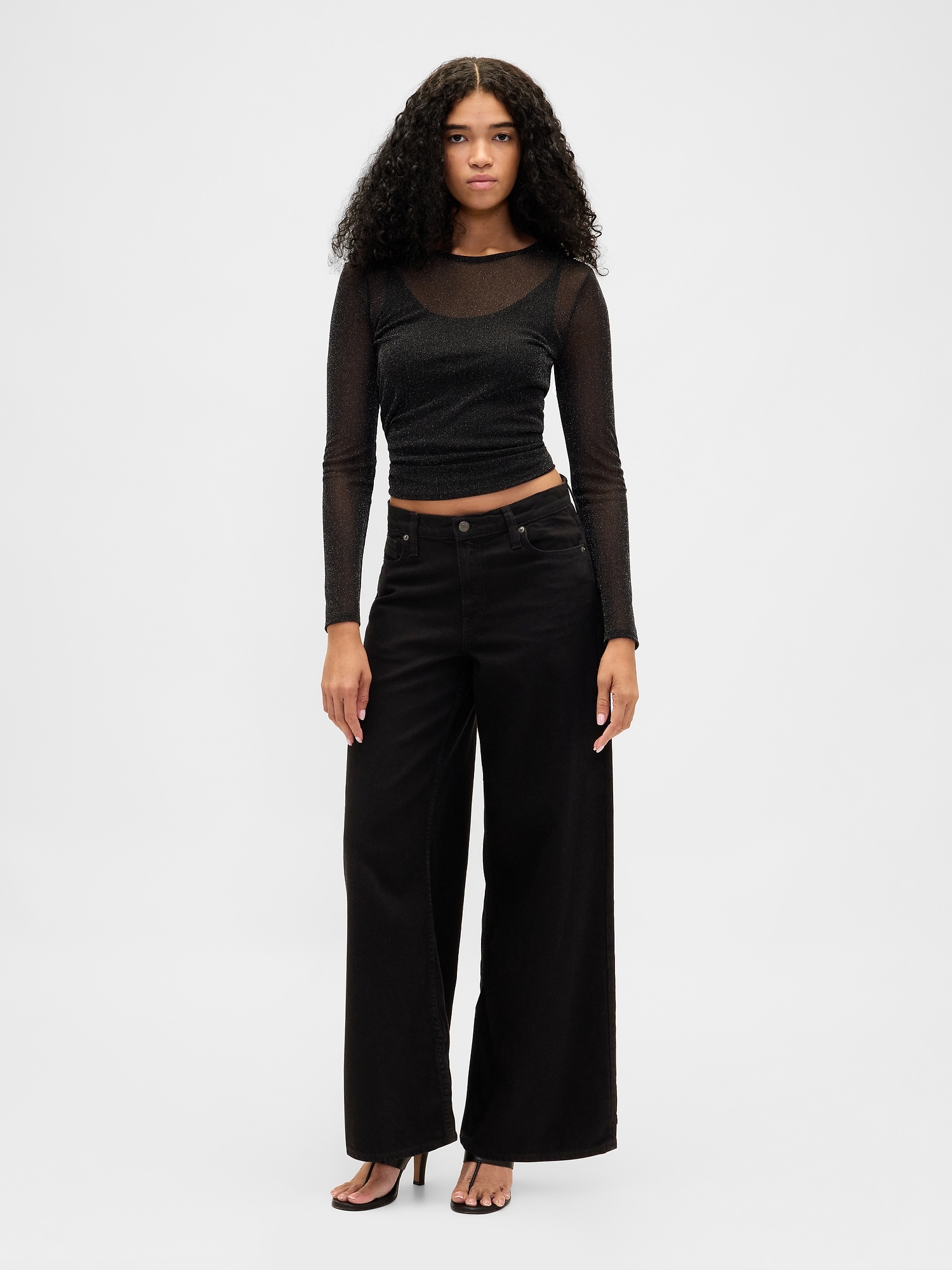 Sheer Metallic Mesh Top