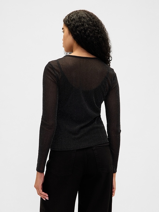 Image number 3 showing, Sheer Metallic Mesh Top