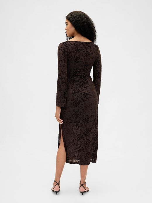 Image number 2 showing, Burnout Velvet Bell-Sleeve Midi Dress