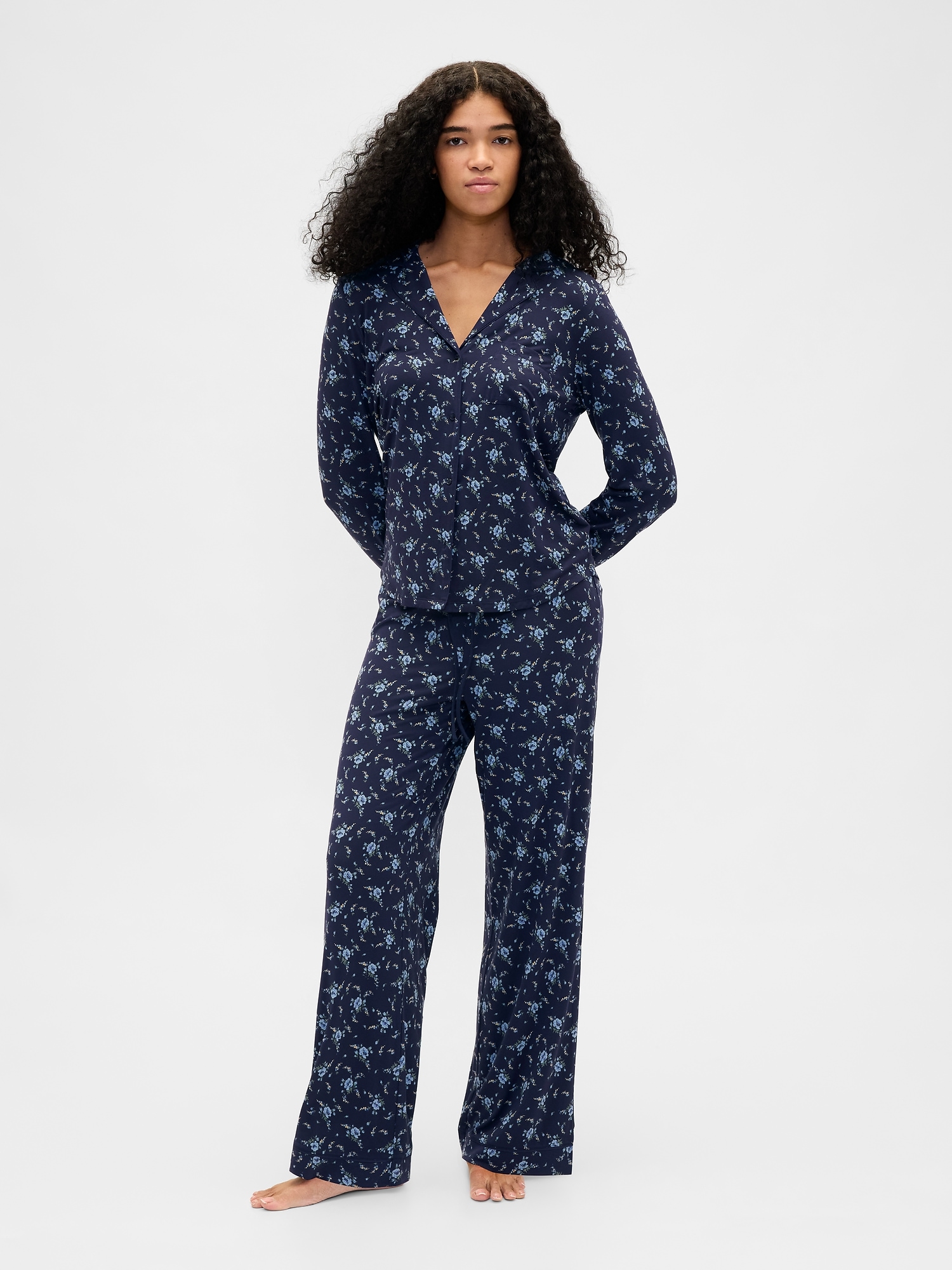 Modal PJ Pants - Navy Blue Floral
