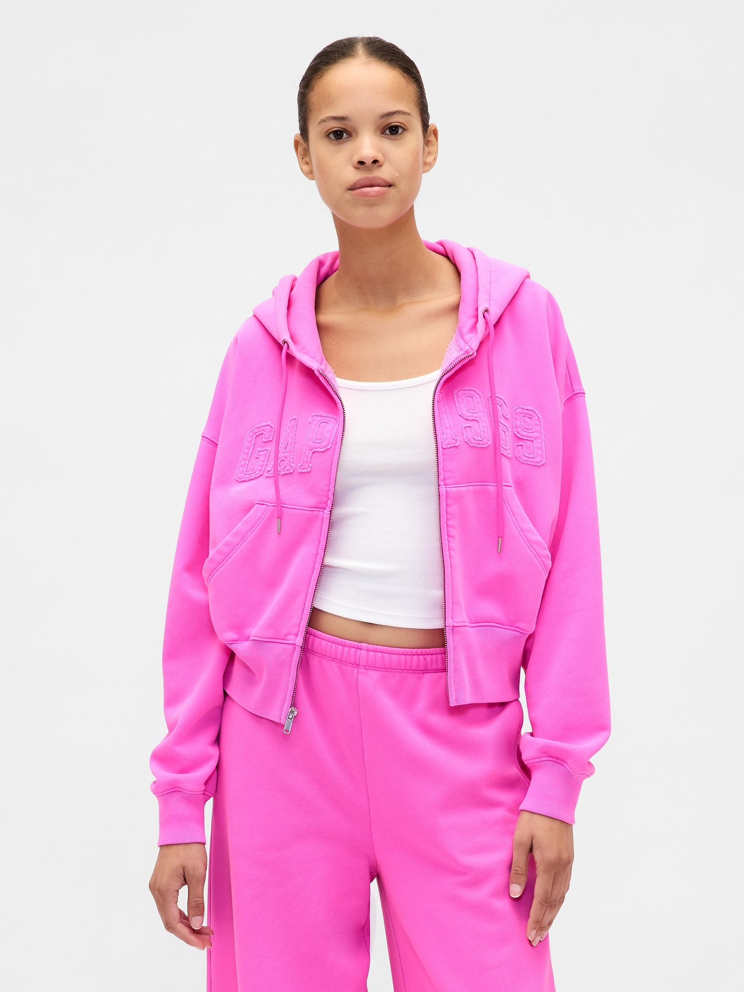 VintageSoft 1969 Logo Zip Hoodie - Sugar Plum Neon Pink